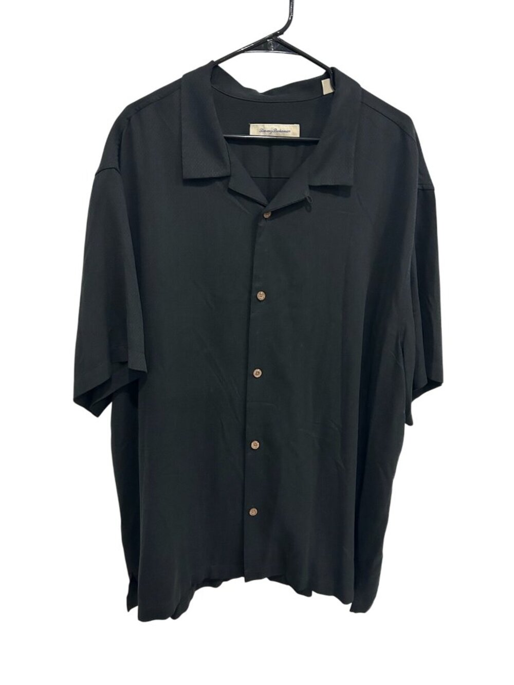Tommy Bahama Mens Black Silk Blend Button-Front Shirt Sz XXXL Modern Minimalism